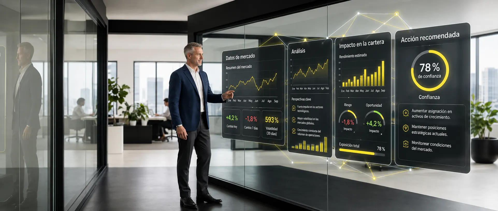 Investor reviewing Norden Core analytics on a glass display