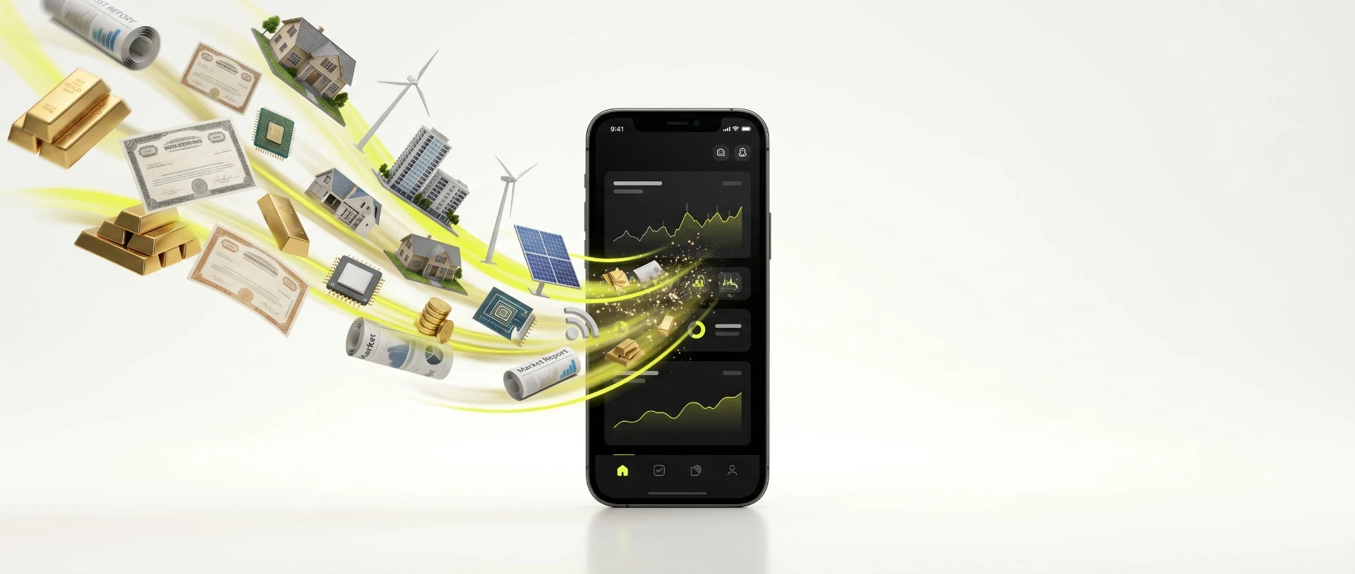 Norden Core platform showcase with diverse assets flowing into the app