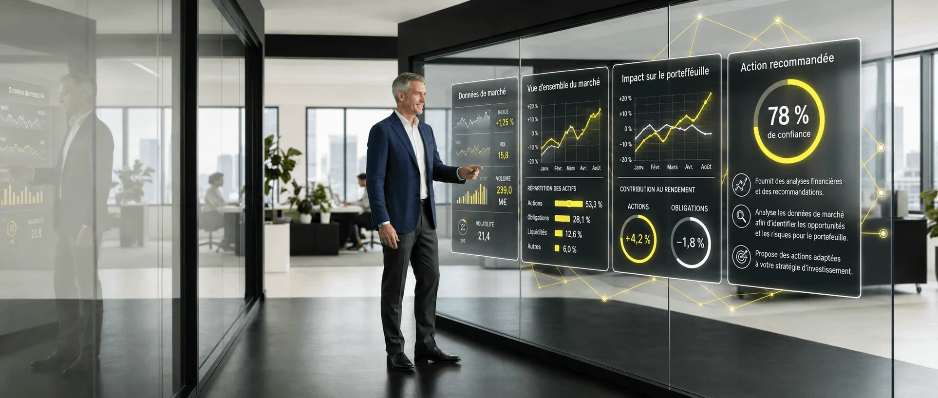 Investor reviewing Norden Core analytics on a glass display