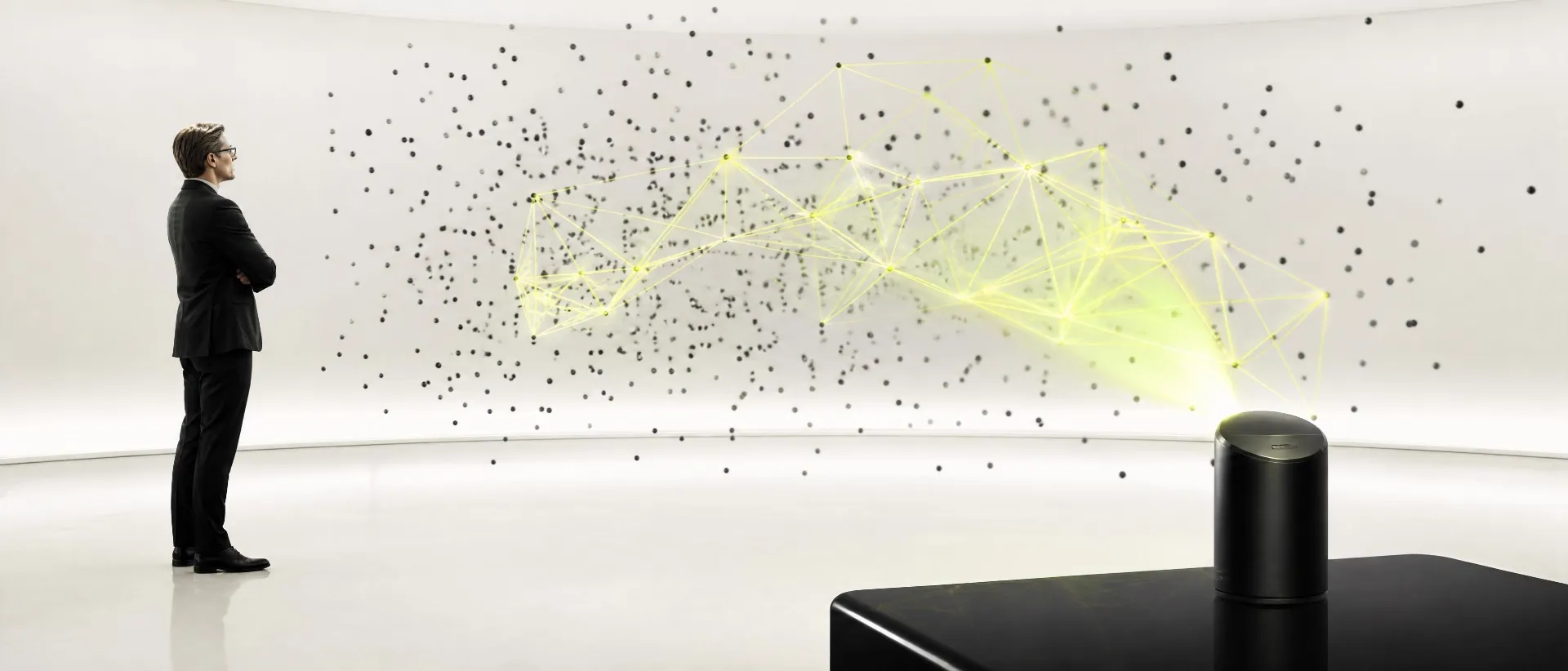 Investor observing an AI-driven data visualization